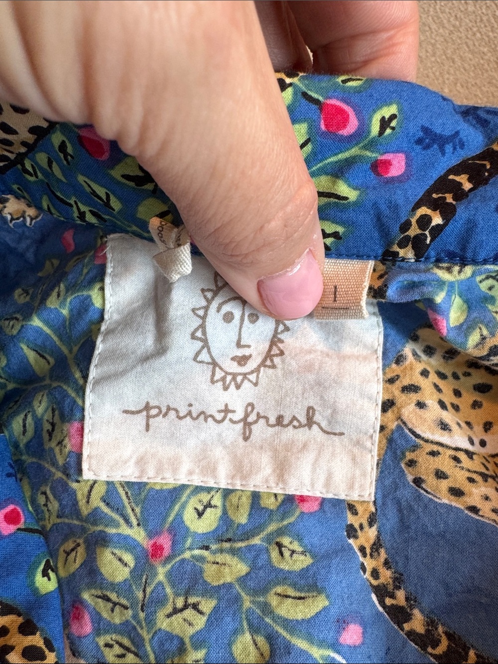 Printfresh Blue Leopard Print Pajama Set with Cream and Black Accents - Picture 2 of 4